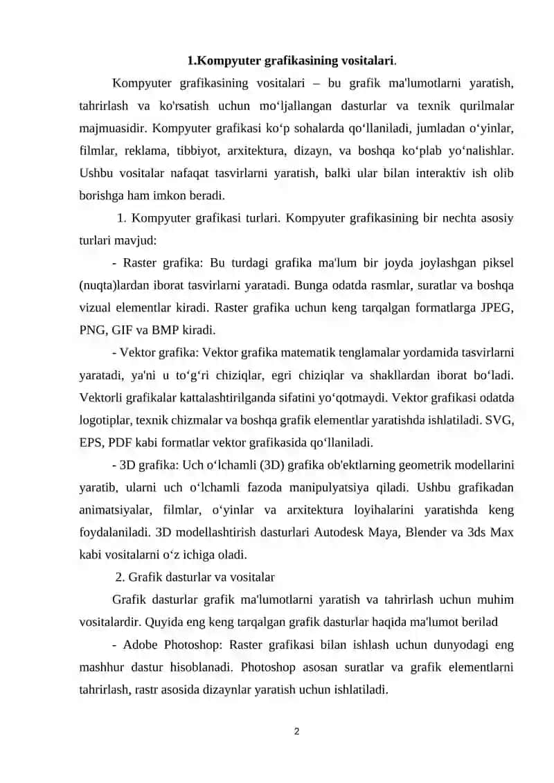 Kompyuter grafikasining imkoniyatlari 2