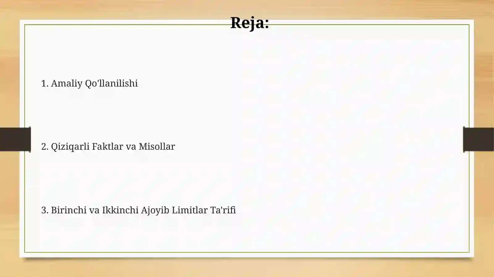 Birinchi va ikkinchi ajoyib limitlar 2