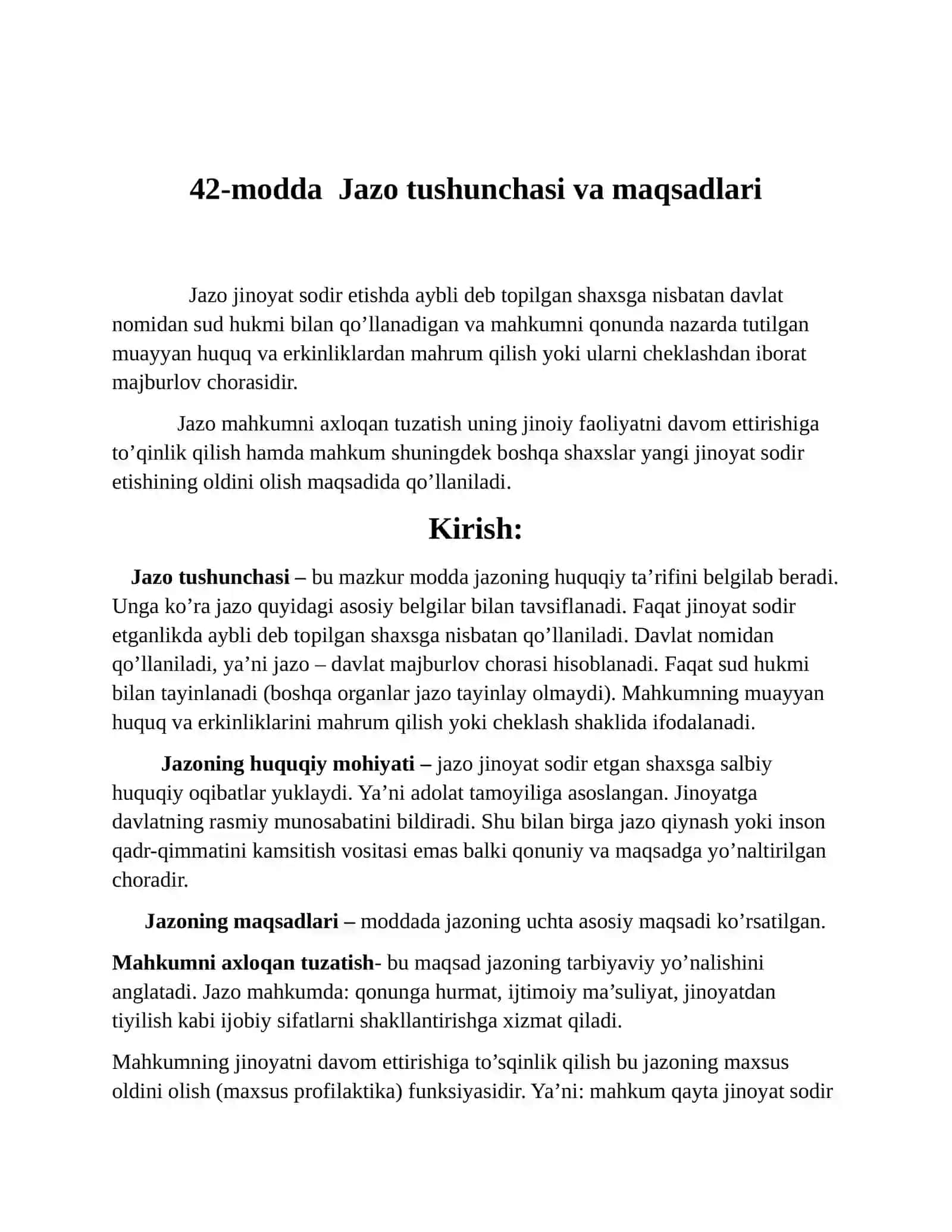 Jinoyat kodeksi Umumiy qismi moddalariga 2