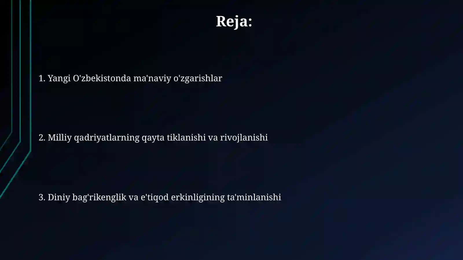 Yangi Oʻzbekistonda amalga oshirilayotgan maʼnaviyoʻzgarishlar 2