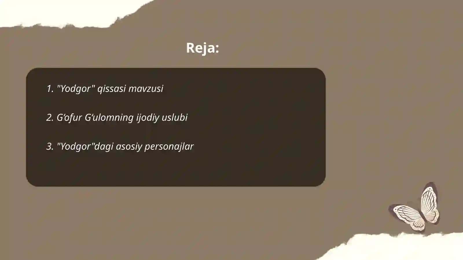 "Yodgor" qissasi mavzusi 2