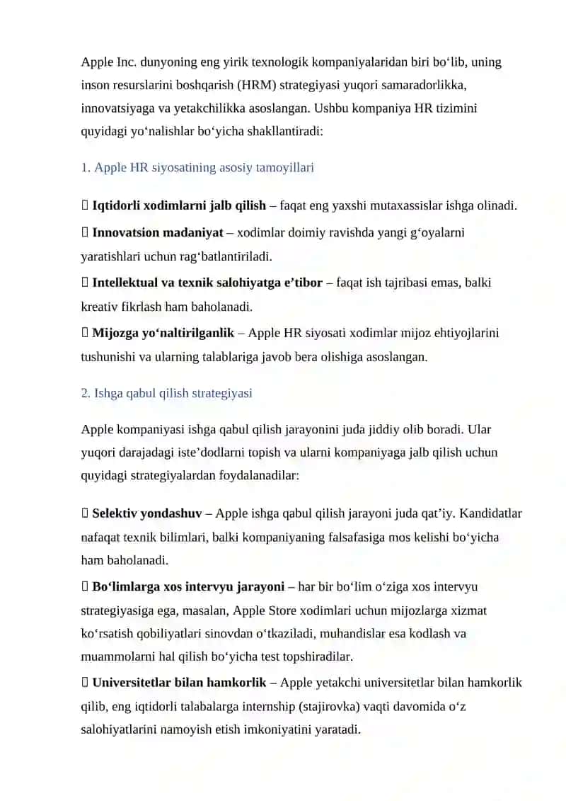 Apple HR siyosati 2