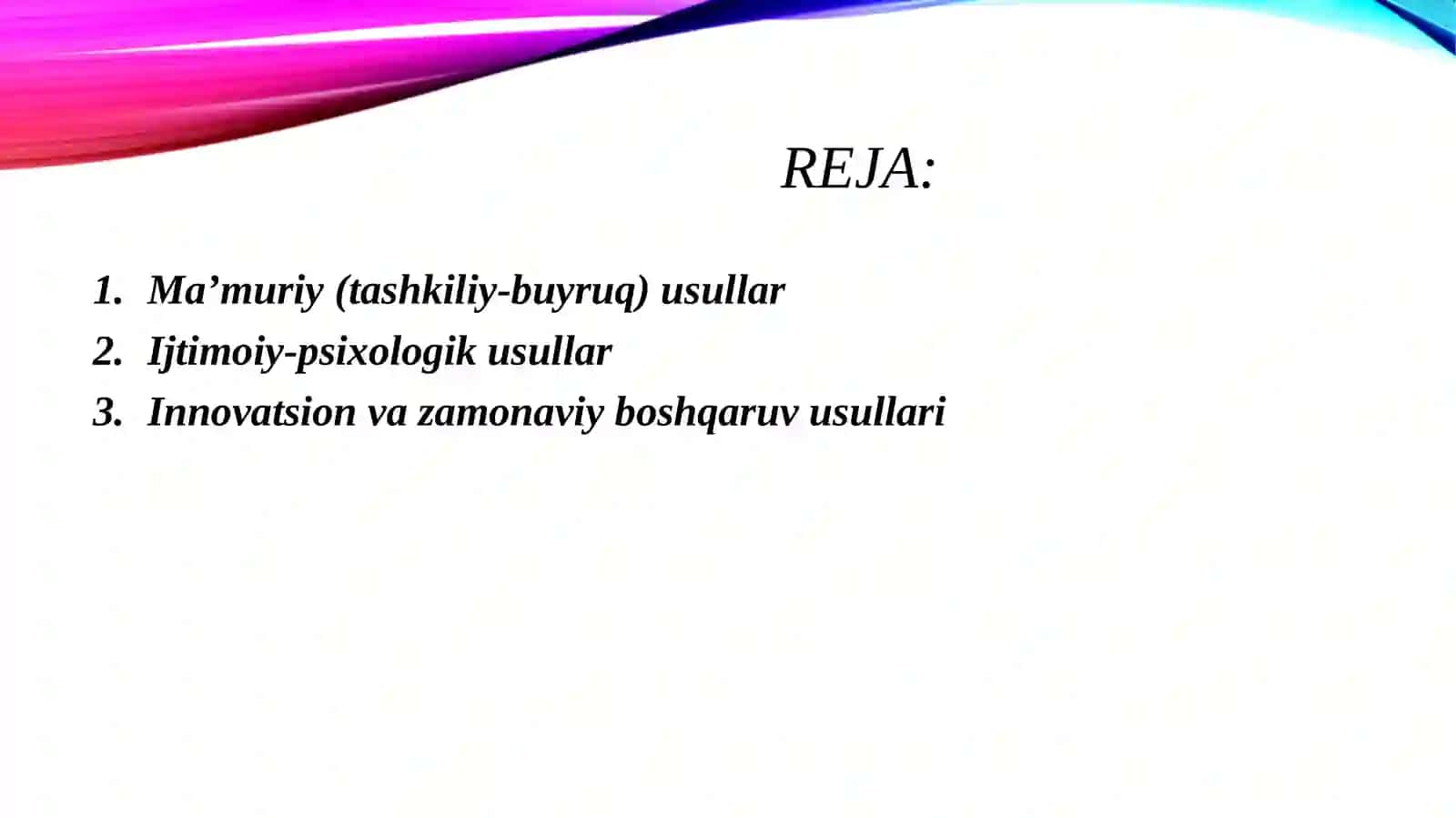Boshqaruv usullari 2