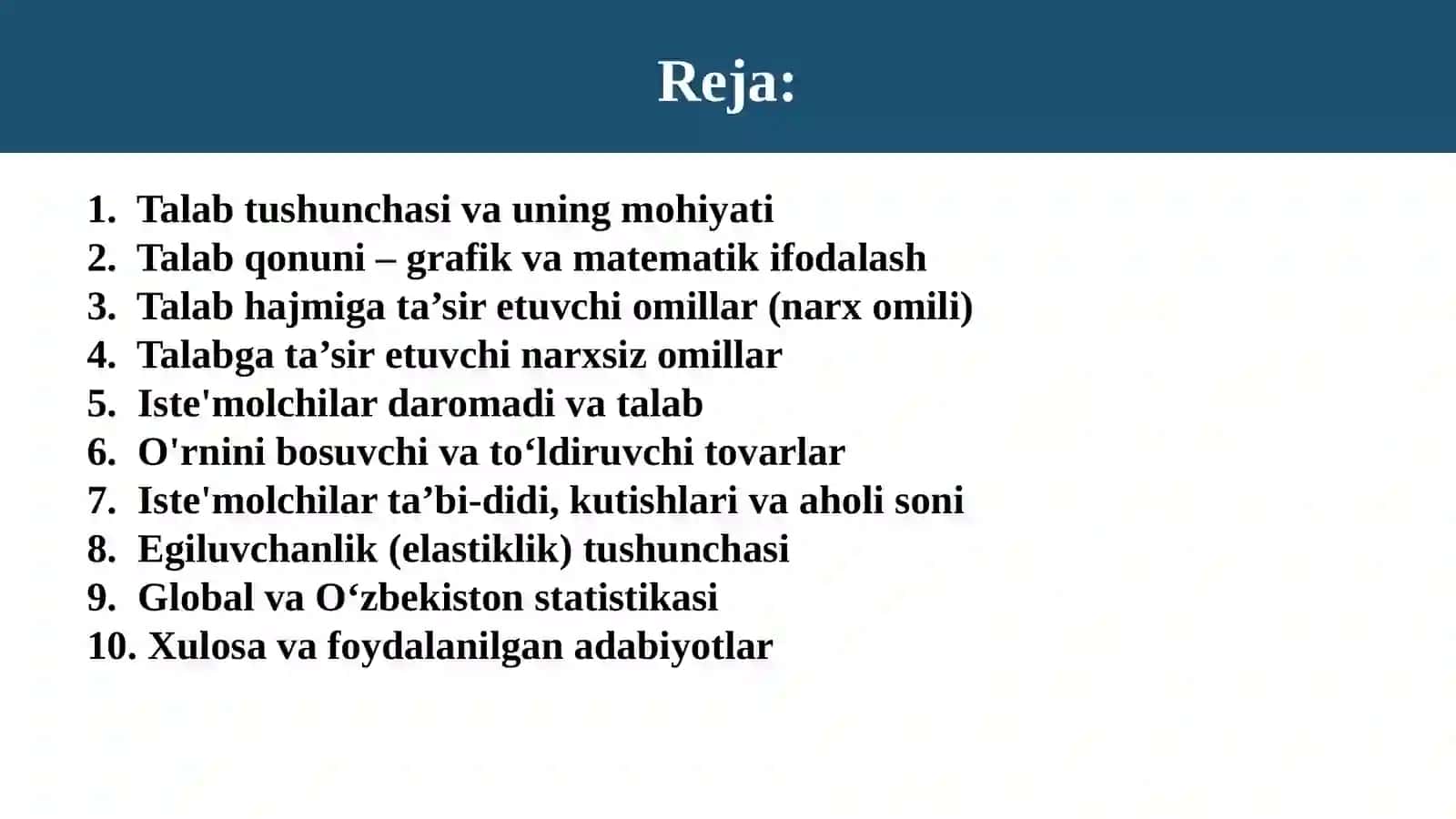 TALAB VA UNGA TA’SIR ETUVCHI OMILLAR 2