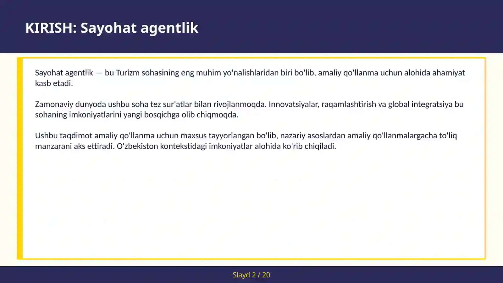 Sayohat agentlik amaliy qo'llanma 2