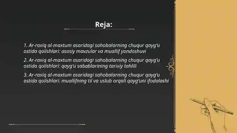 Ar-raxiq al-maxtum asaridagi sahobalarning chuqur qaygʻu ostida qolishlari 2