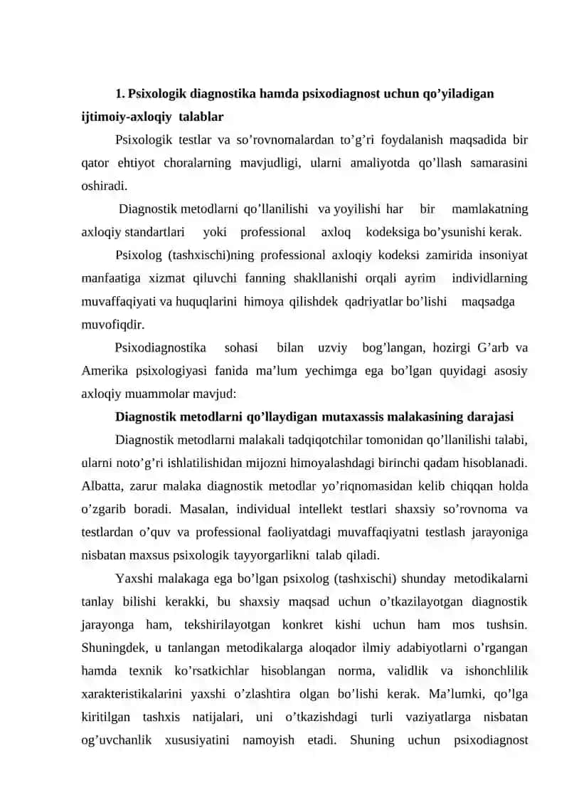 Diagnostikaga qo’yiladigan talablar 2