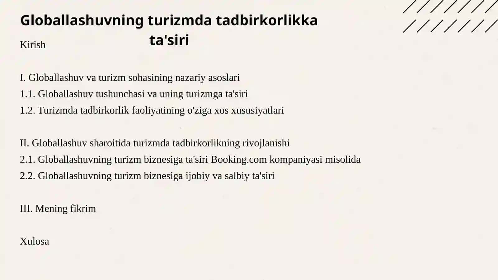GLOBALLASHUVNING TURIZMDA TADBIRKORLIKKA TA'SIRI 2