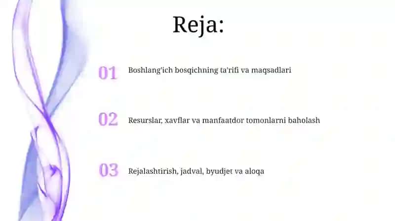 Boshlang'ich bosqichning ta'rifi va maqsadlari 2