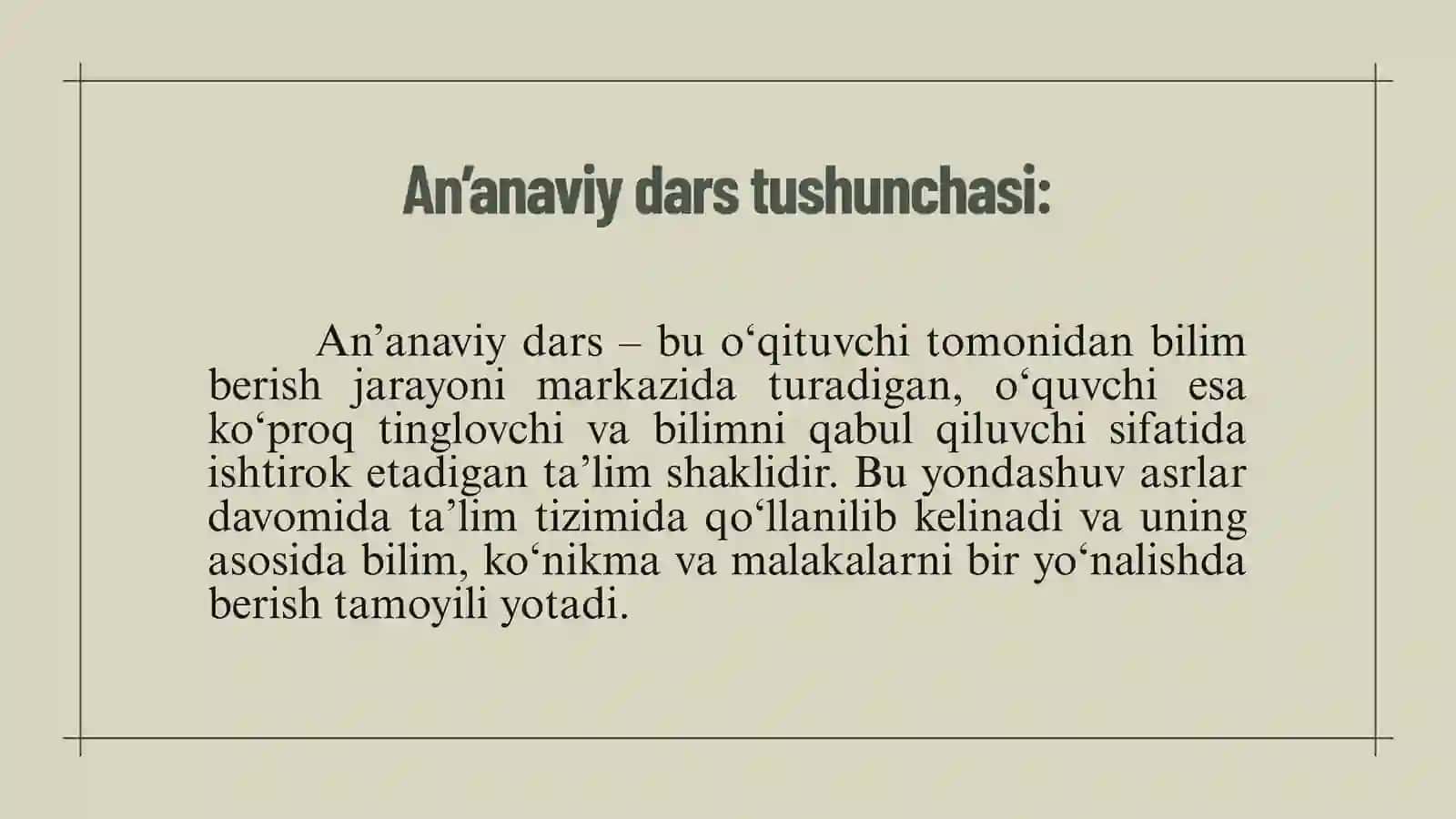 Zamonaviy dars an’anaviy dars va ularga innavatsion yondashuv 2