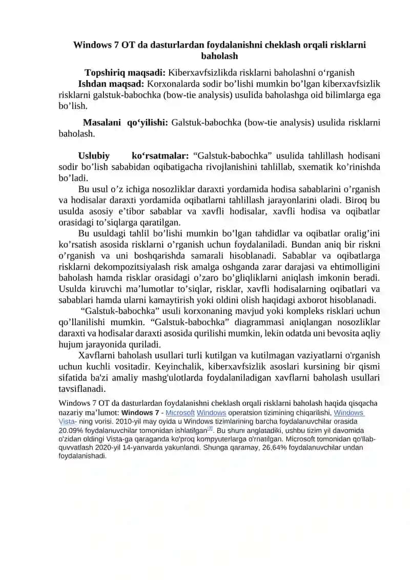 Windows 7 OT da dasturlardan foydalanishni cheklash 2