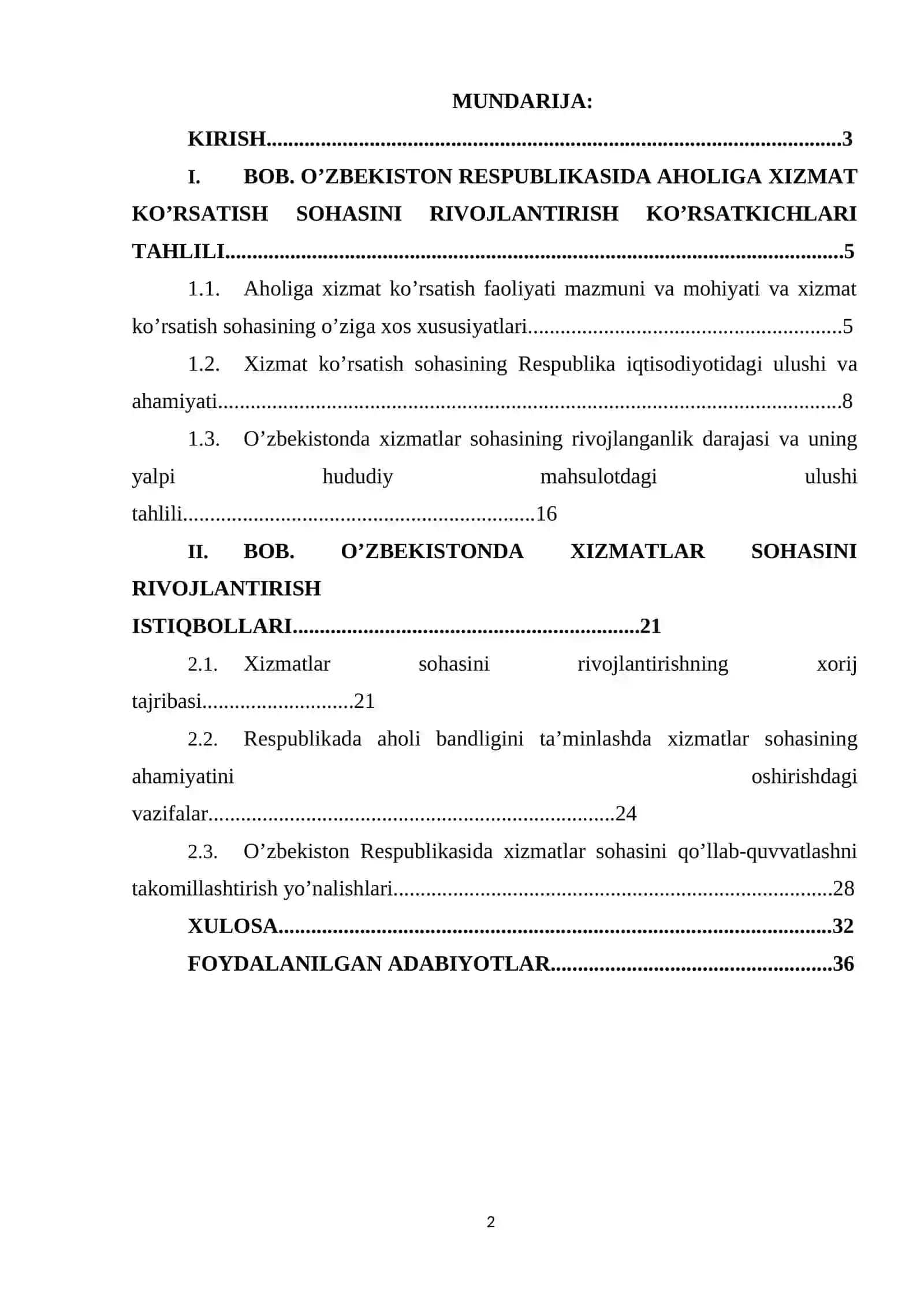 Mavzu: O’ZBEKISTONDA AHOLIGA XIZMAT KO’RSATISH SOHALARI GEOGRAFIYASI 2