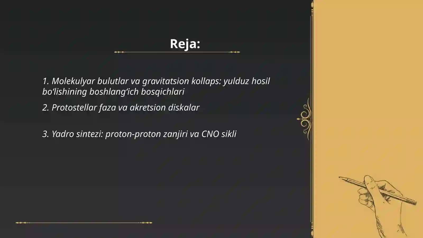 Yulduzlarning paydo bo'lishi va evolyusiyasi 2