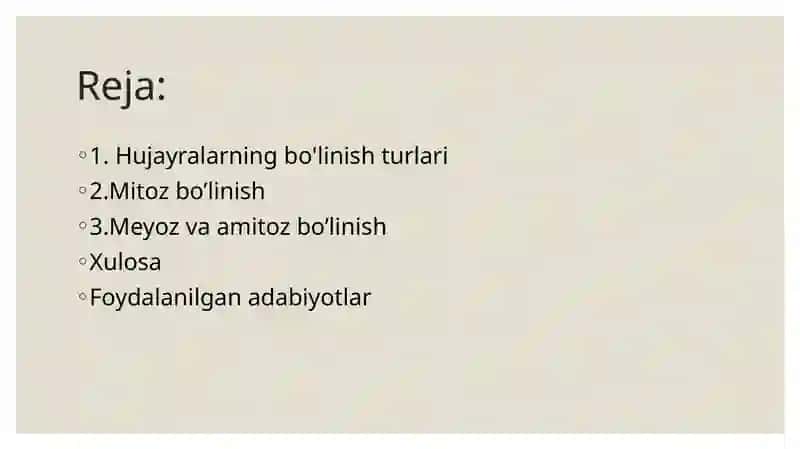 Hujayralarning bo'linish turlari. mitoz , meyoz, amitoz 2