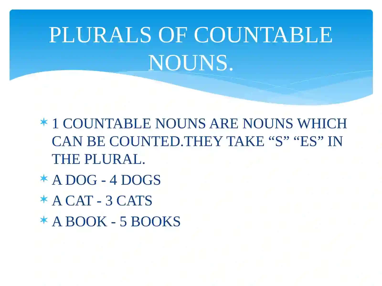 PLURALS OF COUNTABLE NOUNS 2