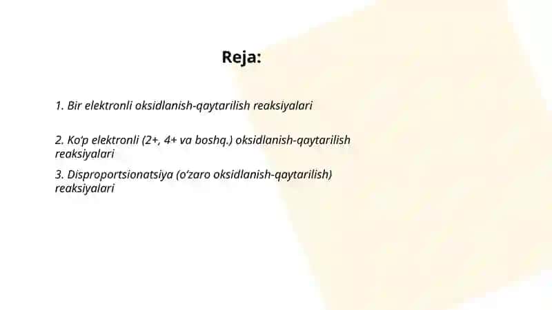 Oksidlanish qaytarilish reaksiya turlari 2