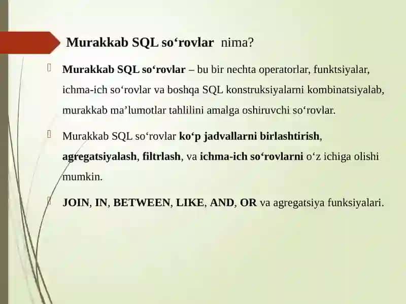 SQL So'rovlari 2