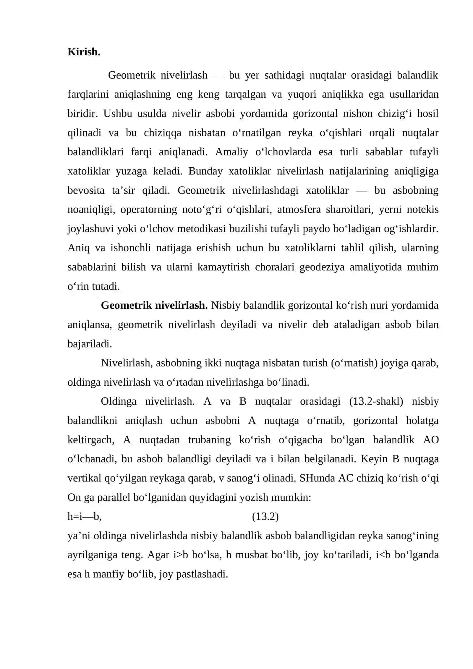Geometrik nivelirlashdagi xatolik 2