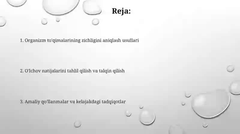 Organizim toʻqimalarining zichligini aniqlash 2