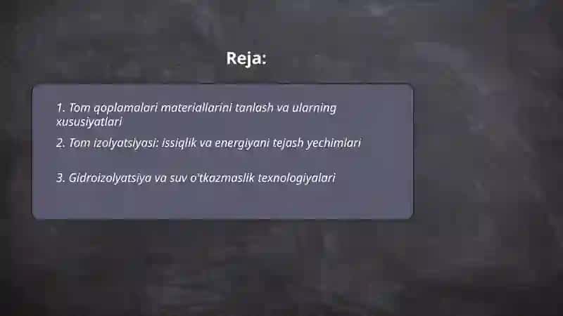 Tom qoplamalarini ishlab chiqish. 2