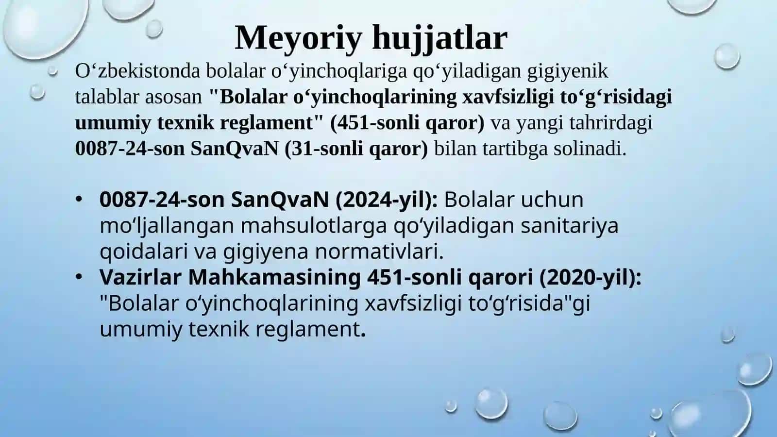 Bolalar oʼyinchoqlariga qoʻyiladigan talablar 2