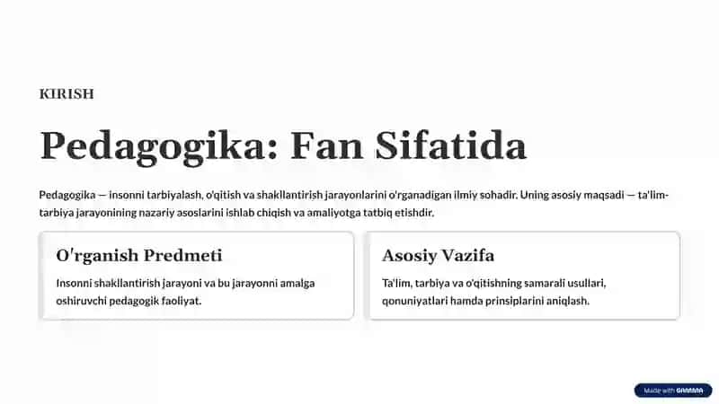 Umumiy Pedagogika: Ta'lim va Tarbiyaning Asoslari 2