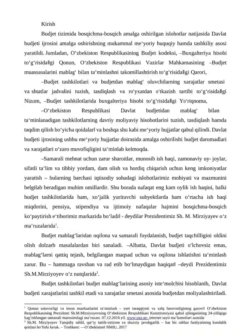 BUDJET TASHKILOTLARI VA MUASSASALARINI MOLIYALASHTIRISH MEXANIZMI 2