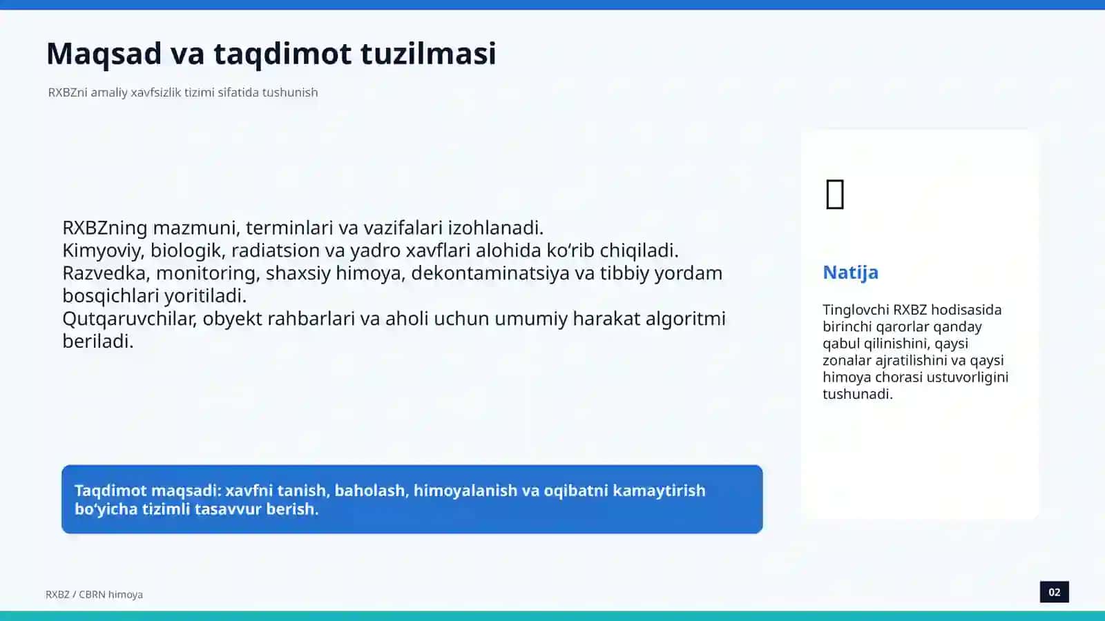 Radiatsion, kimyoviy va biologik himoya 2