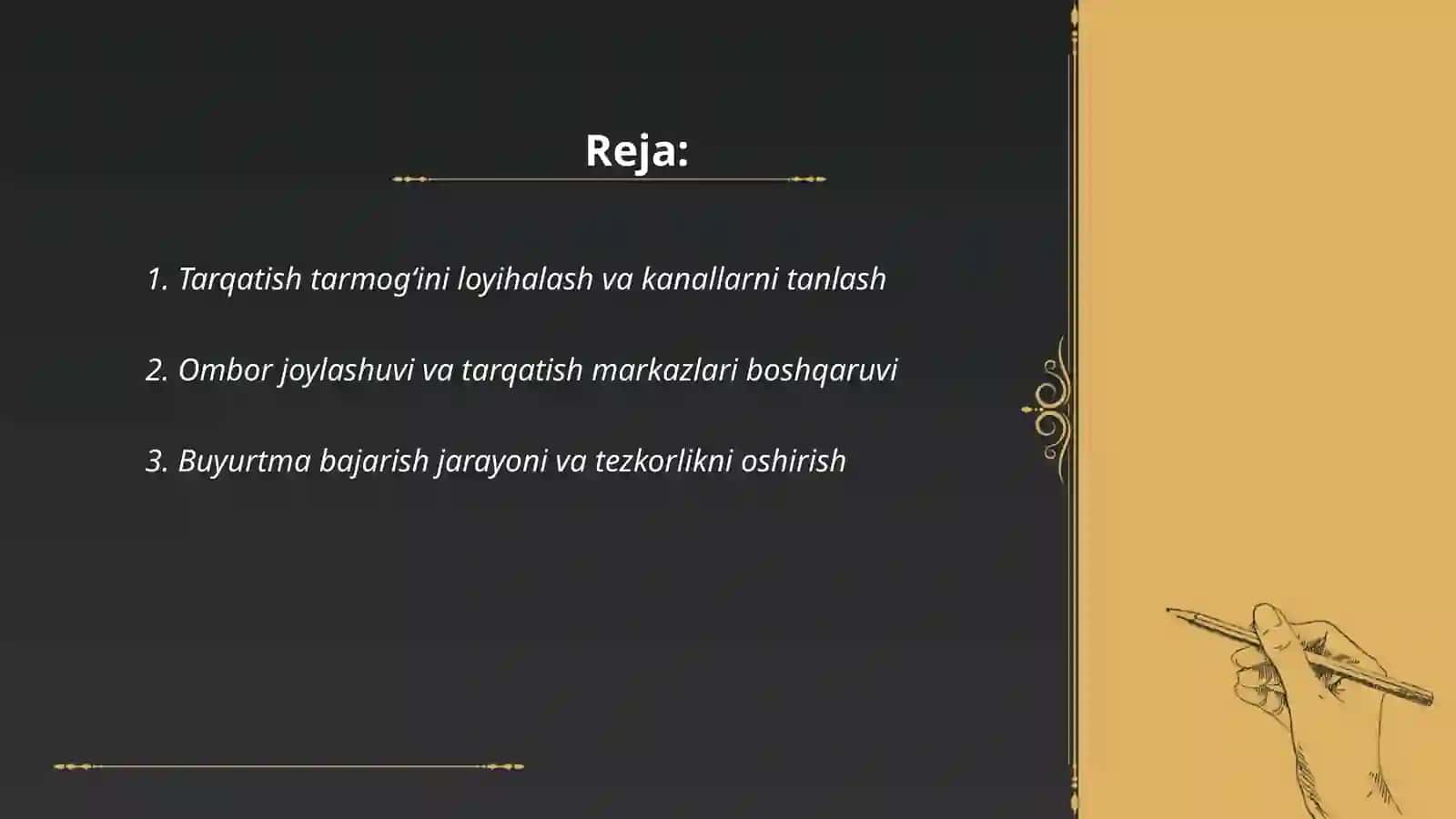 Tarqatish (sotish) logistikasi 2
