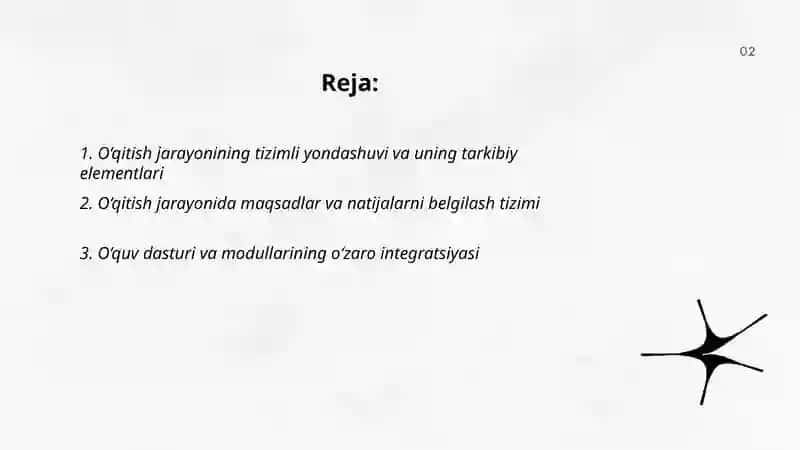 O‘qitish jarayoni yaxlit tizim sifatida 2