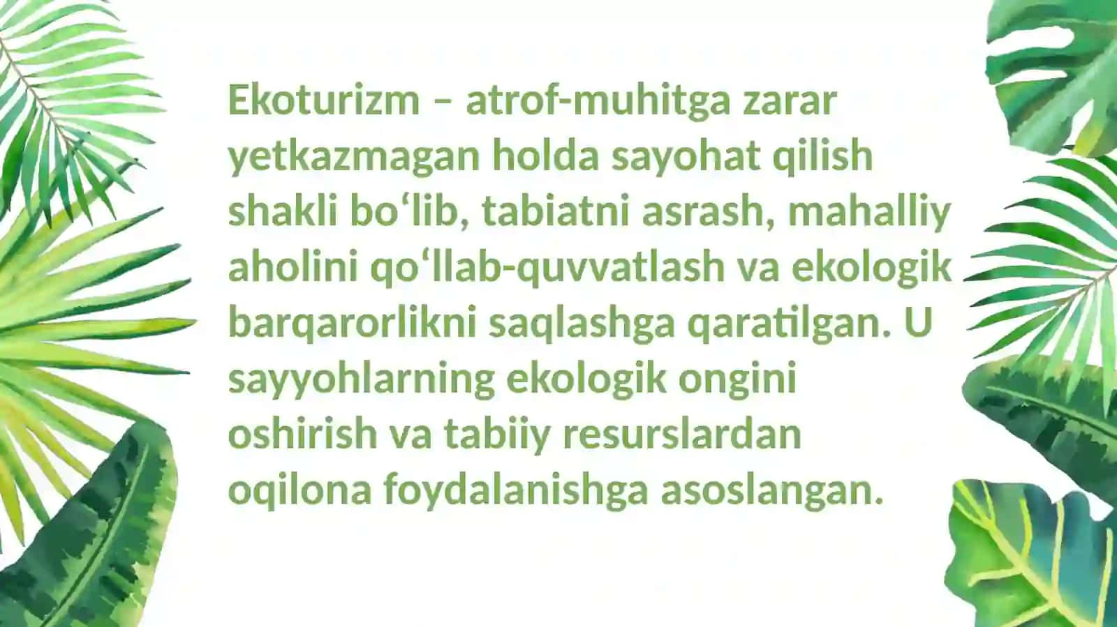 Ekoturizm faniga kirish 2