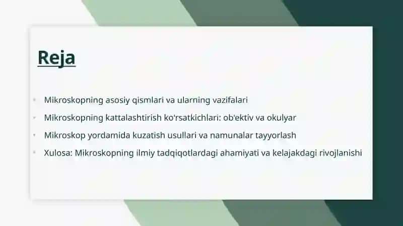 Mikroskop tuzilishi va uning kattalashtirishi 2