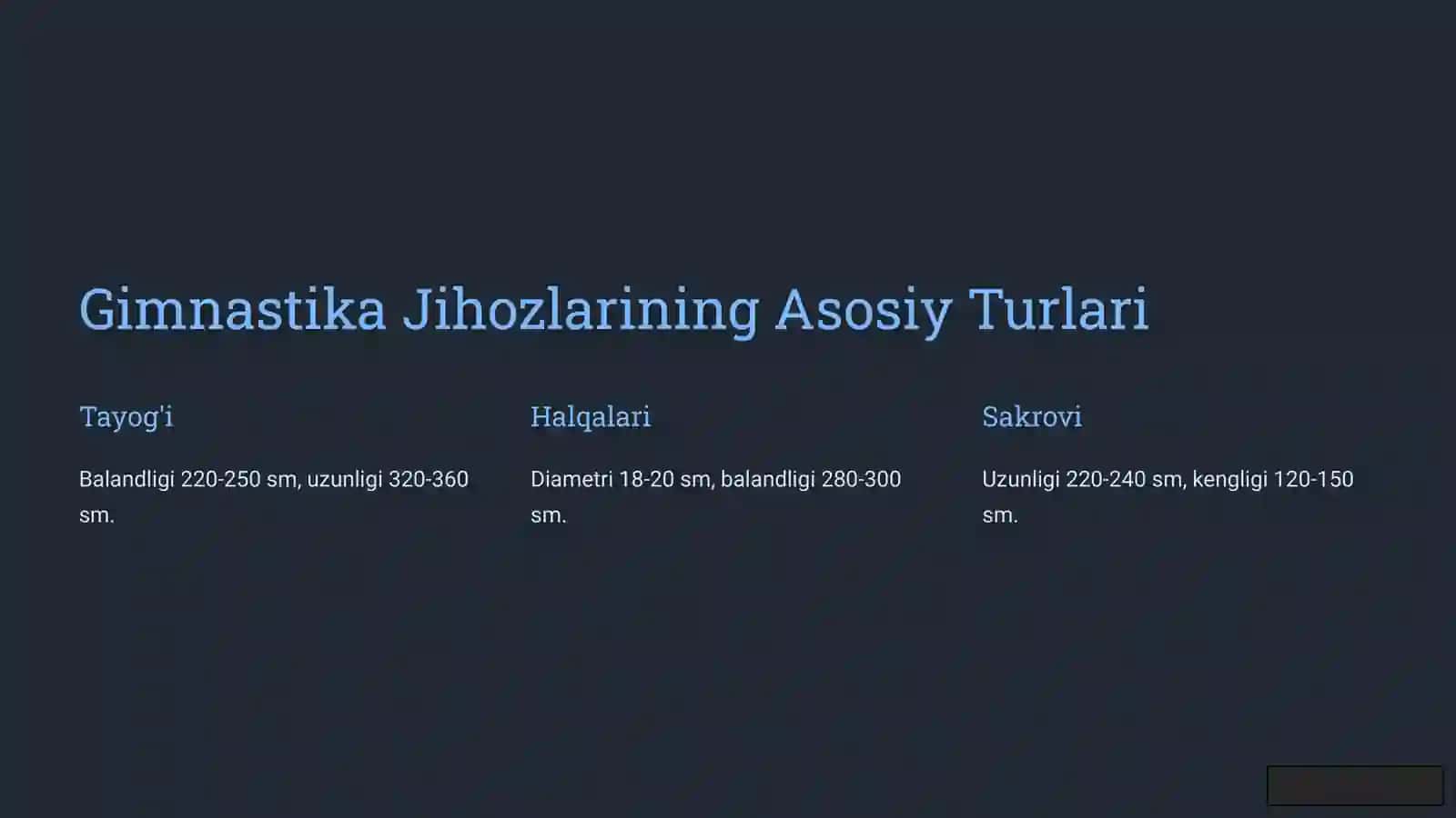 Gimnastika jihozlari va anjomlari 2