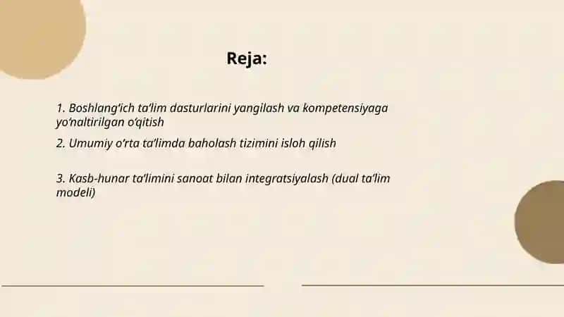 Boshlang‘ich umumiy o‘rta va profesional ta‘lim o‘zgarishlari 2