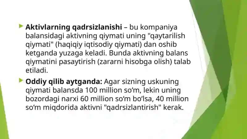 Aktivlarning qadrsizlanishi IAS-36 2