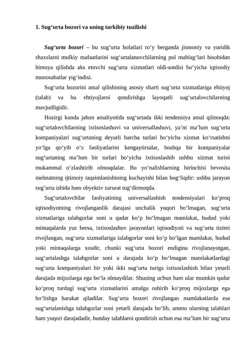 Sug‘urta bozorining rivojlanish tarixi 2