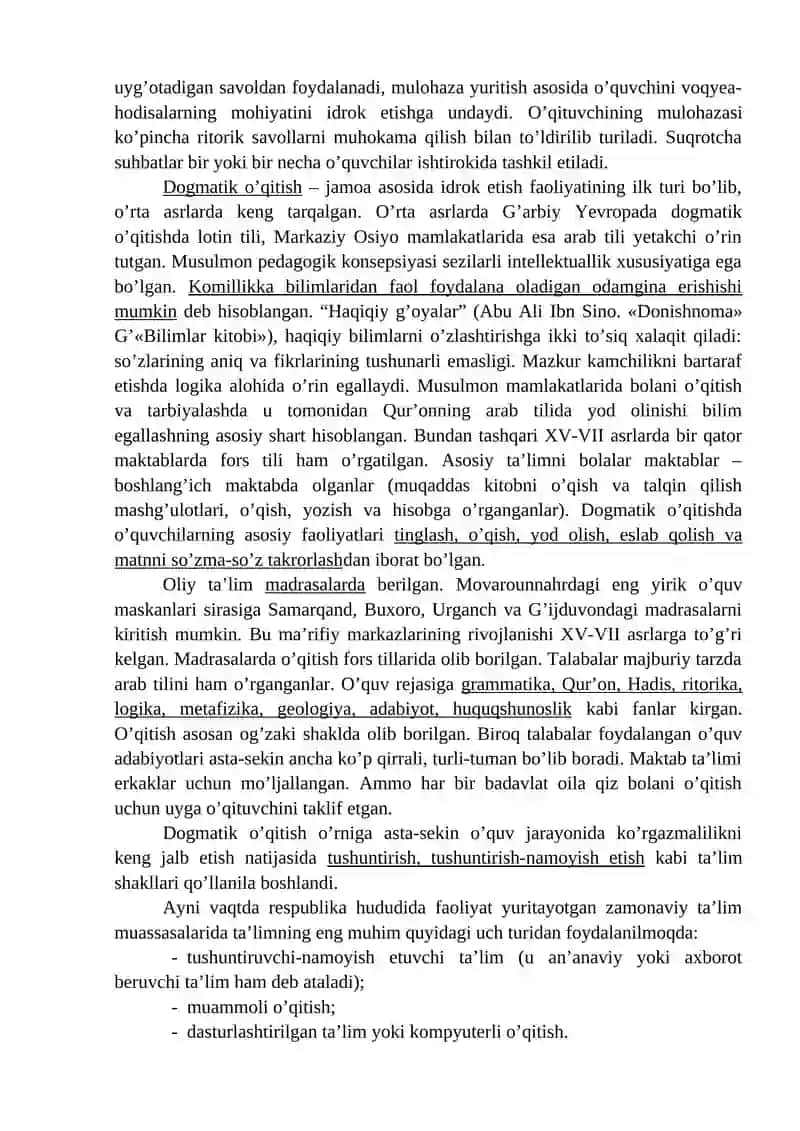 Ta’lim tashkil etish turlari va shakllari 2