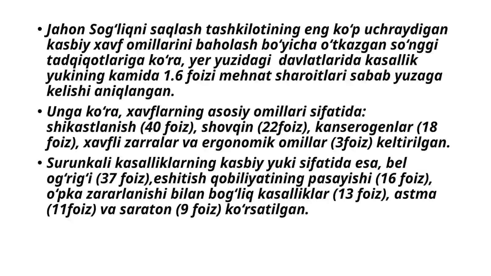 Ishlabchiqarishkorxonalarida kasallanish, chang ta`siri 2