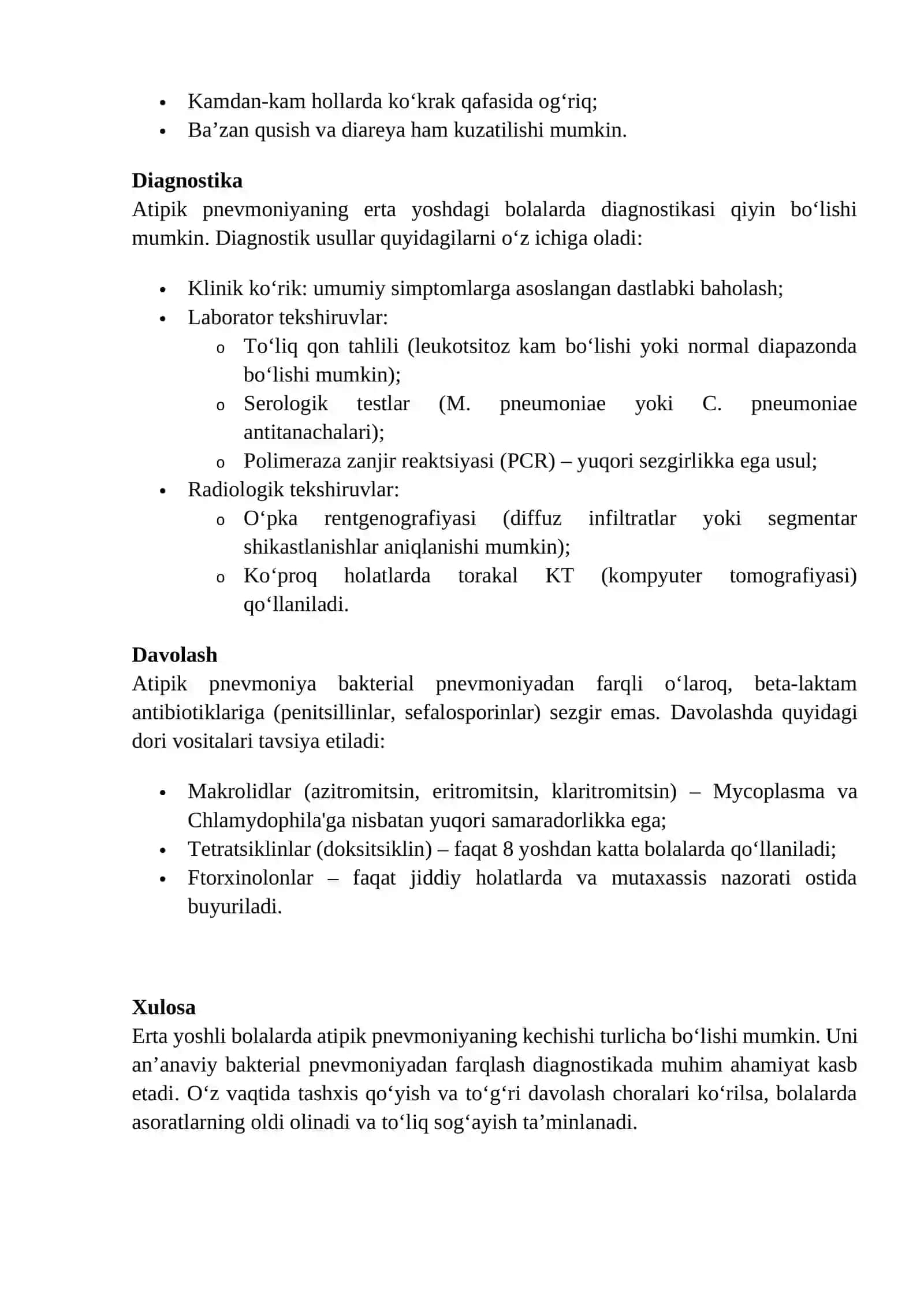 Erta yoshli bolalarda atipik pnevmoniyaning kechish xususiyatlari 2