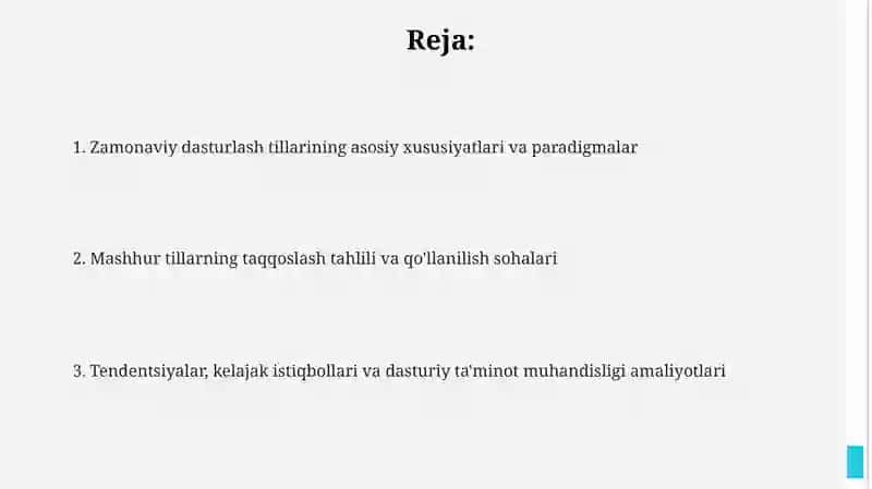 9.Zamonaviy dasturlash tillarining tahlili 2
