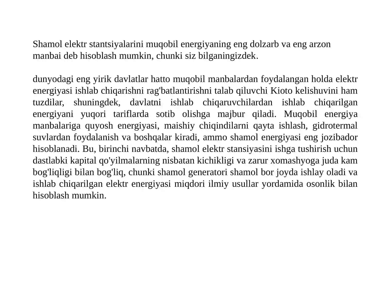 Shamol energetik qurilmalarining sinflanshi 2