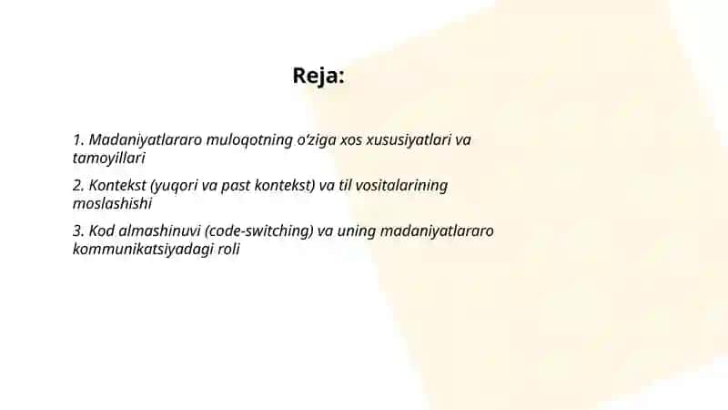 Madaniyatlararo muloqot 2