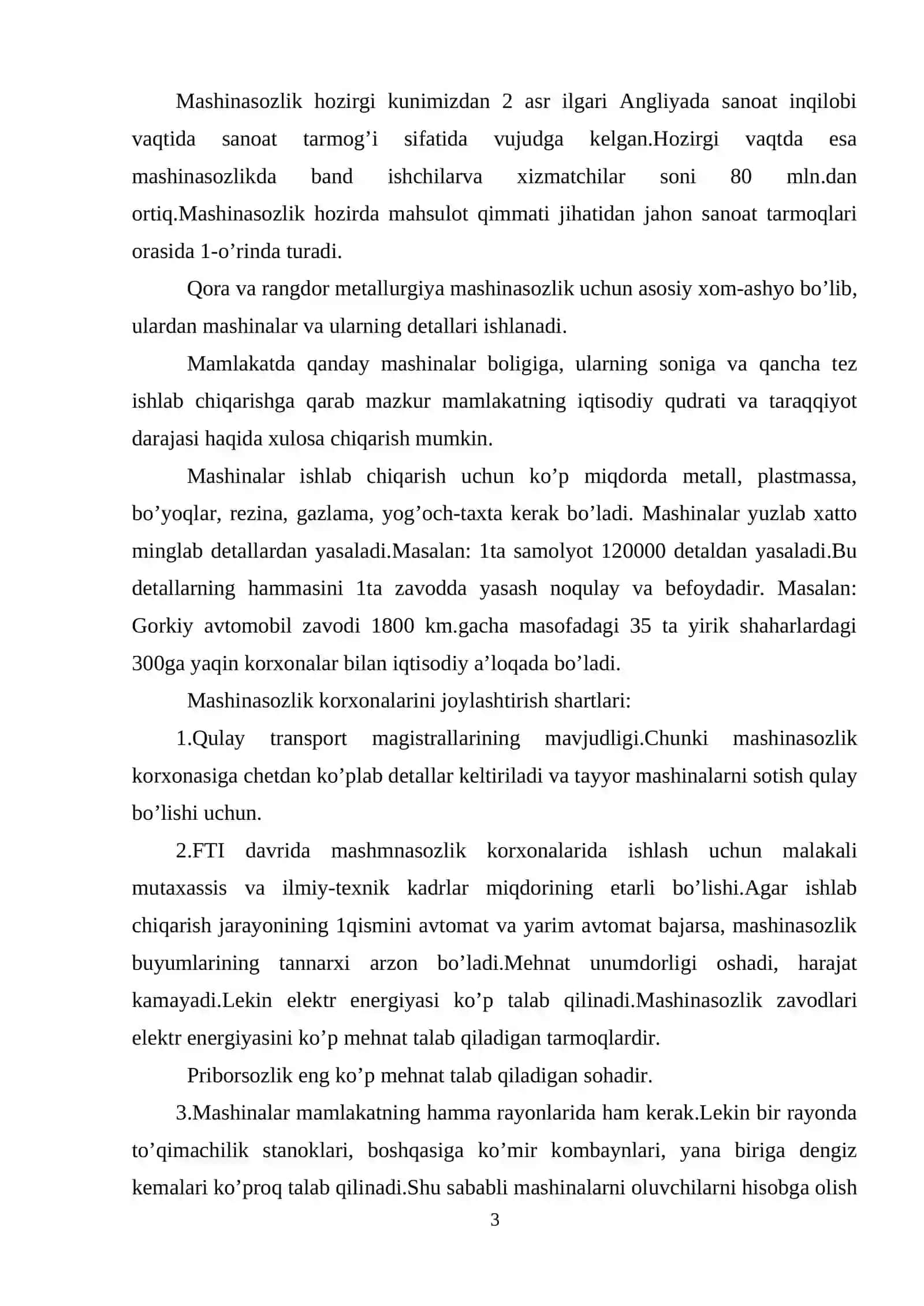 Sanoat, avtomobilsozlik sohasining rivojlanishi 2