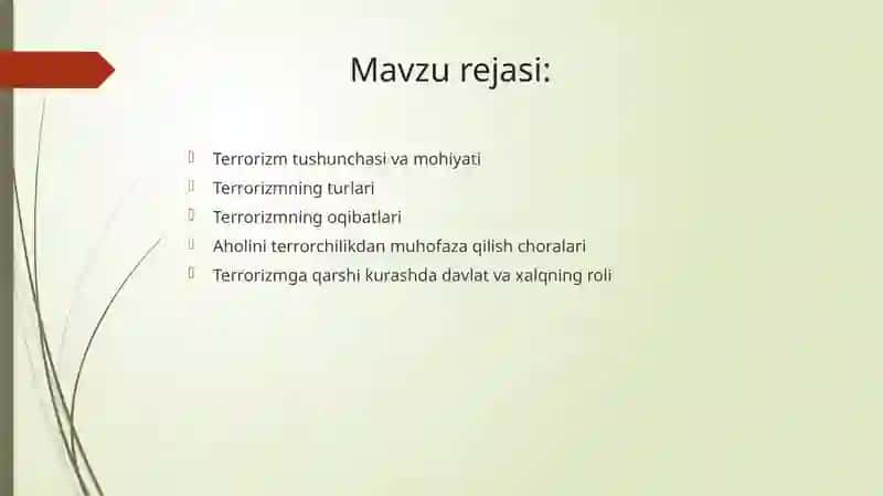 Terorizm va aholi muhofazasi 2