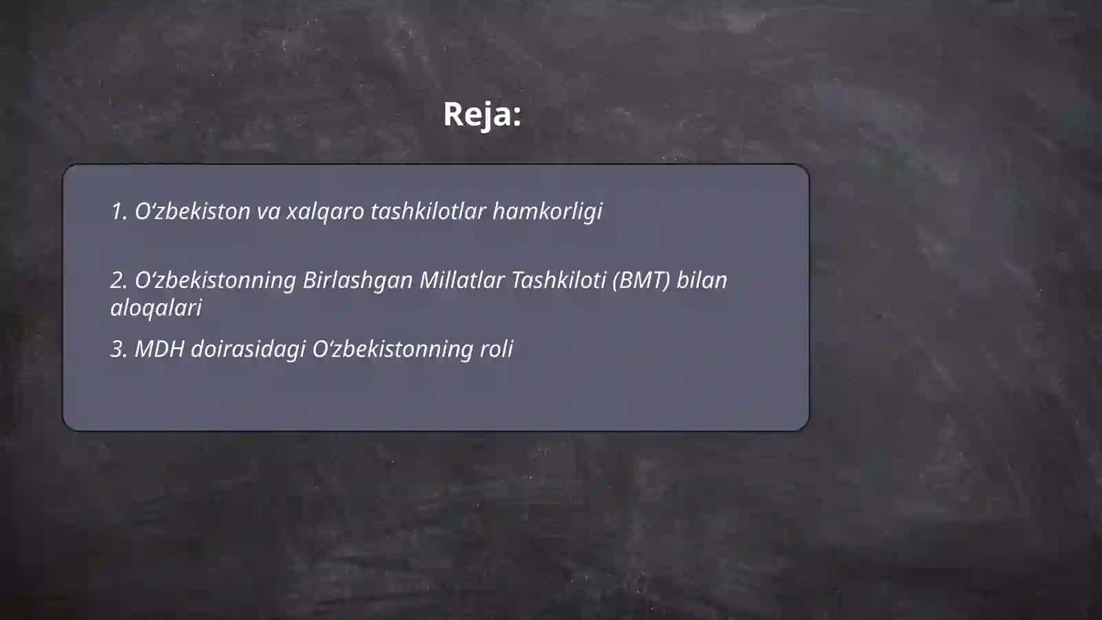 Oʼzbekiston va Johon hamjamiyati 2