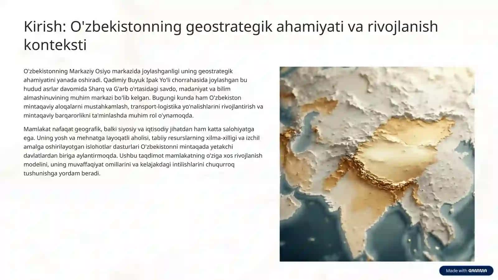O'zbekistonning o'ziga xos istiqbollari 2