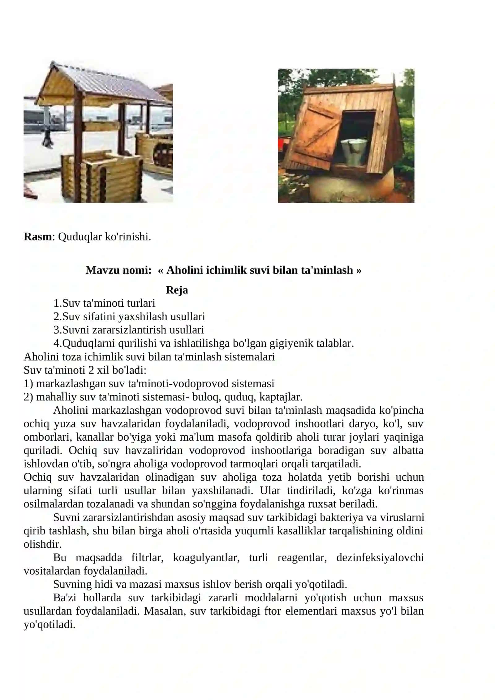 Aholini ichimlik suvi bilan ta'minlash 2