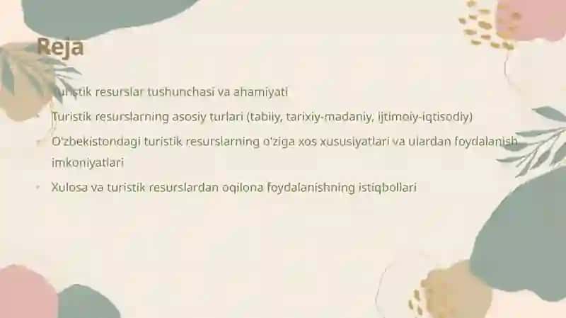 Turistik resurslarning turlari 2