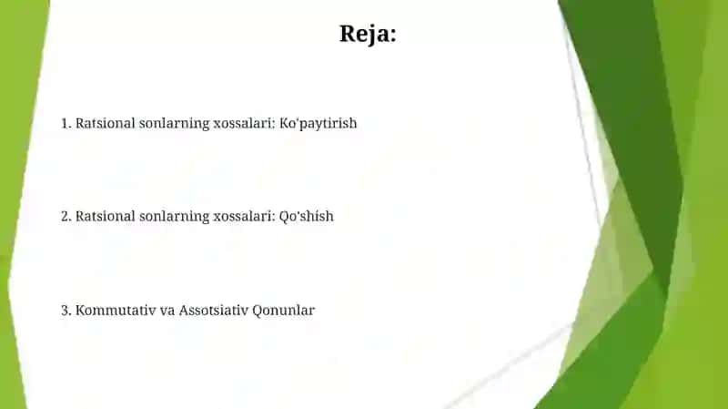 Qo'shish va ko'paytirish qonunlari 2