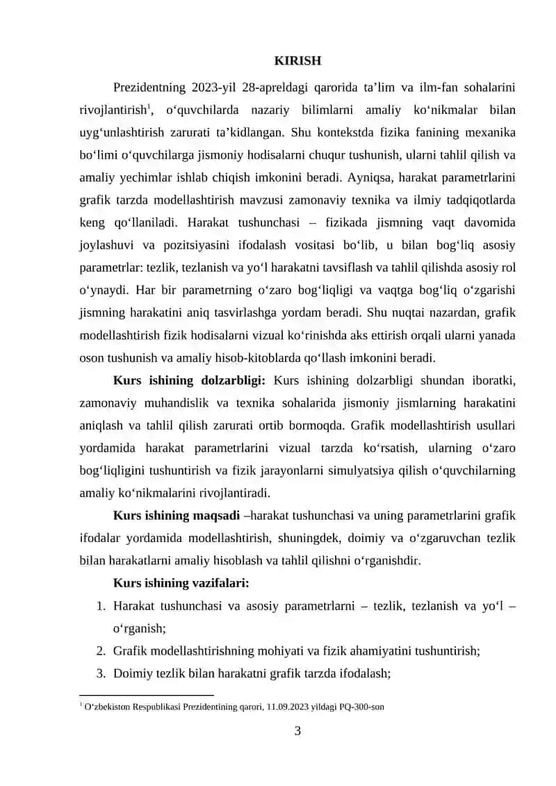 HARAKAT PARAMETRLARINI GRAFIK TARZDA MODELLASHTIRISH 2